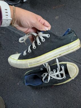 Converse Black Canvas Low-Top Sneakers with Yellow Trim